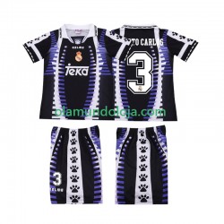 Camisola Real Madrid ROBERTO CARLOS 3 1997 Retro Criança Equipamento Terceiro 1998 Manga Curta